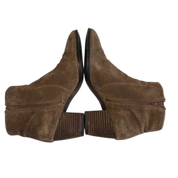 J. Jill Brown Suede Ankle Booties Block Tacked Heel Size 10 - Picture 7 of 11